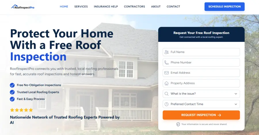 RoofInspectPro business website designed and developed by Tech Market Ug in Kampala